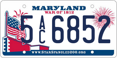 MD license plate 5AC6852