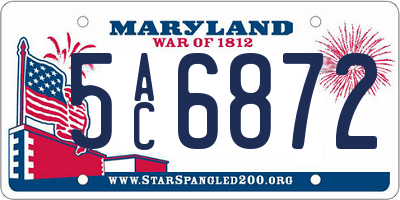 MD license plate 5AC6872