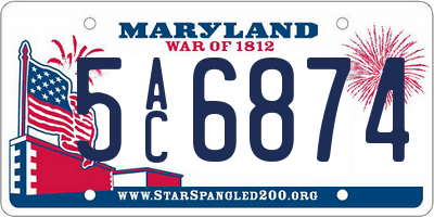 MD license plate 5AC6874