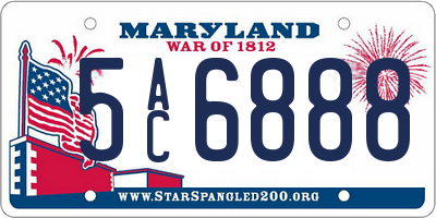 MD license plate 5AC6888