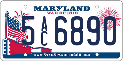 MD license plate 5AC6890