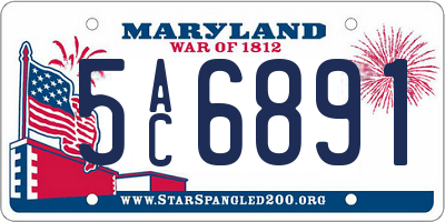 MD license plate 5AC6891