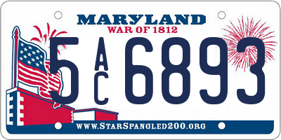 MD license plate 5AC6893