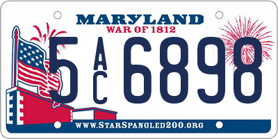 MD license plate 5AC6898