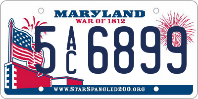 MD license plate 5AC6899