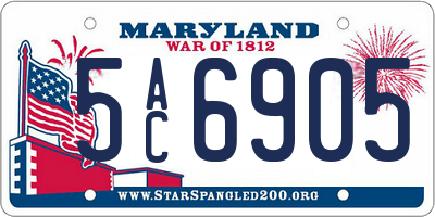 MD license plate 5AC6905