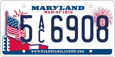 MD license plate 5AC6908