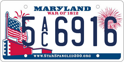 MD license plate 5AC6916