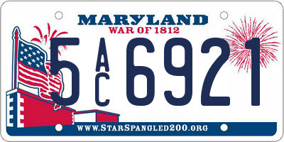 MD license plate 5AC6921