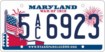 MD license plate 5AC6923