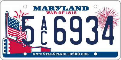 MD license plate 5AC6934