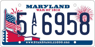 MD license plate 5AC6958