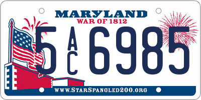 MD license plate 5AC6985