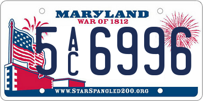 MD license plate 5AC6996