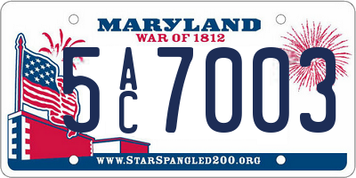 MD license plate 5AC7003