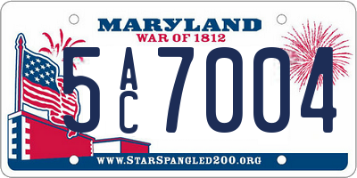 MD license plate 5AC7004
