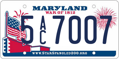 MD license plate 5AC7007