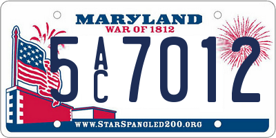 MD license plate 5AC7012