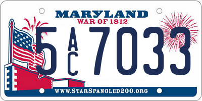 MD license plate 5AC7033