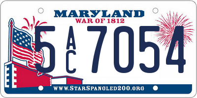 MD license plate 5AC7054