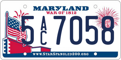 MD license plate 5AC7058