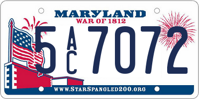 MD license plate 5AC7072