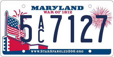MD license plate 5AC7127