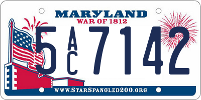 MD license plate 5AC7142