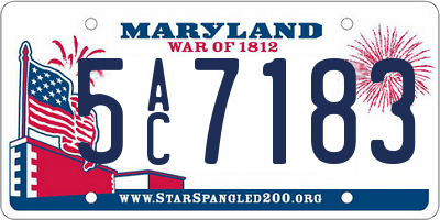 MD license plate 5AC7183