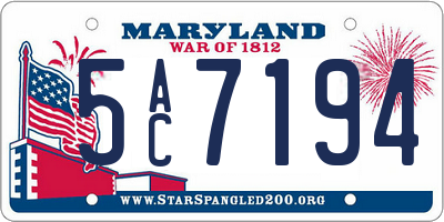 MD license plate 5AC7194
