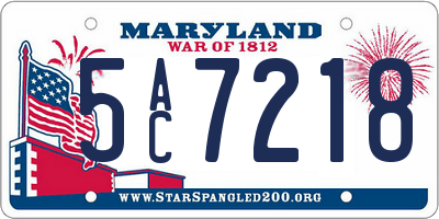 MD license plate 5AC7218