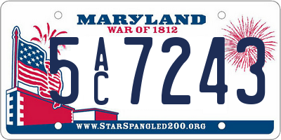 MD license plate 5AC7243