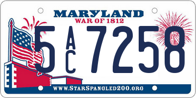 MD license plate 5AC7258