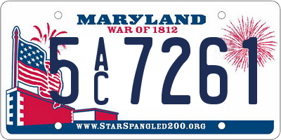 MD license plate 5AC7261