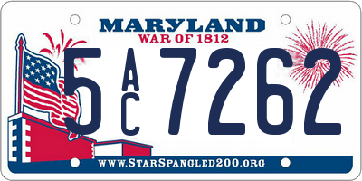 MD license plate 5AC7262
