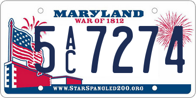 MD license plate 5AC7274
