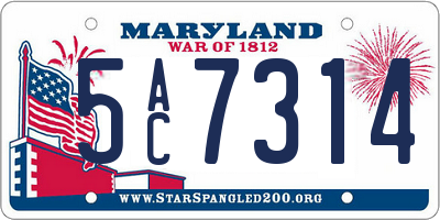MD license plate 5AC7314