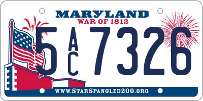 MD license plate 5AC7326