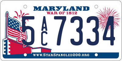 MD license plate 5AC7334