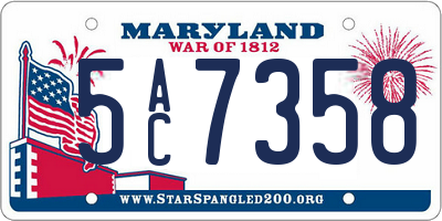 MD license plate 5AC7358