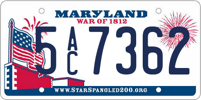 MD license plate 5AC7362