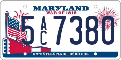 MD license plate 5AC7380