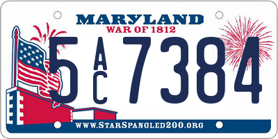 MD license plate 5AC7384