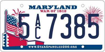 MD license plate 5AC7385