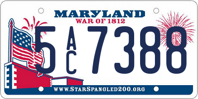MD license plate 5AC7388