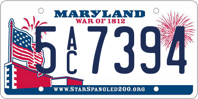 MD license plate 5AC7394