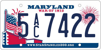 MD license plate 5AC7422