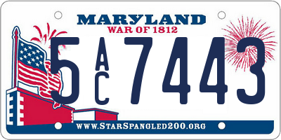MD license plate 5AC7443