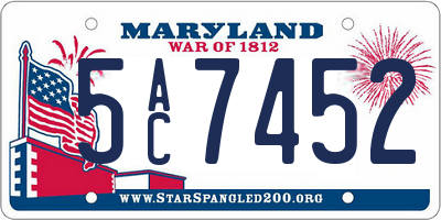 MD license plate 5AC7452