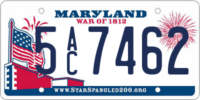 MD license plate 5AC7462